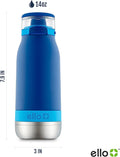 Ello Emma 14Oz Vacuum Insulated Stainless Steel Kids Water Bottle with Straw and Built-In Carrying Handle and Leak-Proof Locking Lid for School