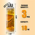 Goldarea Glass Water Bottles - 2 Packs 18Oz Glass Bottles with Lids - Ideal for Juice, Juice Cleanses, and Reusable Juicing Bottles, Wide Mouth