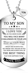 To My Son Dog Tag Necklace from Dad Best Wish to My Son Never Forget How.Love Dad Pendant Necklace,Inspirational Gifts for Son and Men Military