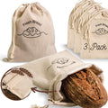 Simply H&K Linen Bread Bags [Pack of 3] with Inner Lining - Keeps Homemade Bread Fresh & Secure - Perfect for Sourdough & Gift Giving - Set of