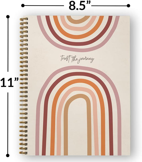 Softcover Trust the Journey 8.5" X 11" Motivational Spiral Health Journal/Notebook, 120 Daily Wellness Tracker Pages, Durable Gloss Laminated