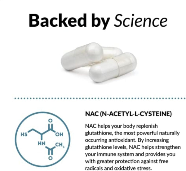 FORCE FACTOR NAC 600 Mg, N-Acetyl Cysteine for Liver Health, Immune Support & Antioxidant Production, Clinically Studied Dose, 200 Servings