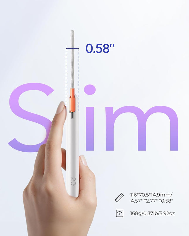 Slim Portable Charger 10000Mah, Travel Power Bank with Built-In USB-C Cable & LED Display, 22.5W Fast Charging Battery P