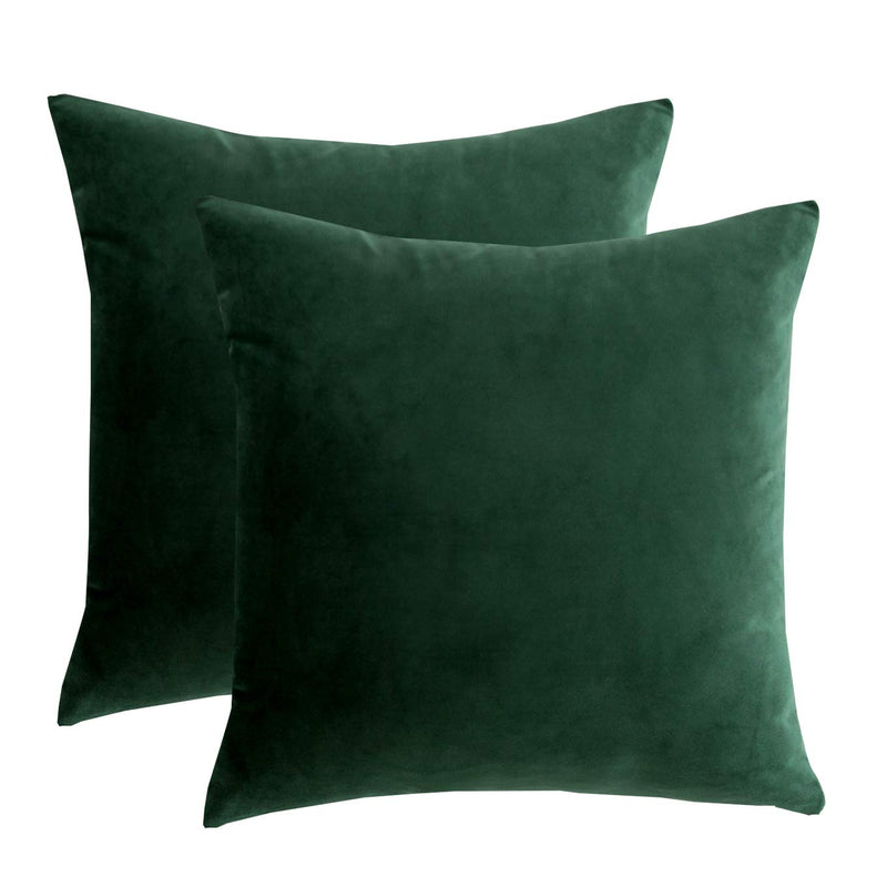 Rainroad Velvet Decorative Throw Pillow Covers Cushion Cover Pillow Case for Sofa Couch Bed Chair,Soft Square Dark Green Throw Pillows 18X18