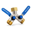 Brass Garden Hose Splitter, Garden Hose Splitter 2 Way Heavy Duty, with 2 304 Stainless Steel Extension Handles, 2-Way Y-Valve 3/4â GHT Threads