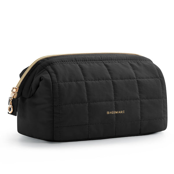 BAGSMART Makeup Bag Travel Toiletry Bag, Puffy Padded Make up Bags for Women Makeup Organizer Case, Wide-Open Pouch Purse Travel Essentials