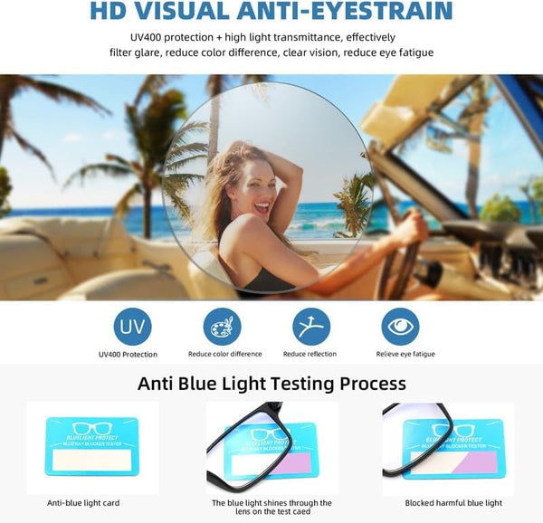 4 Pack Blue Light Blocking Glasses for Men Women,Rectangular Frame Computer Glasses with Spring Hinge,Anti Eyestrain/Uv Ray Eyeglasses