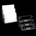 FTOF 3 Pockets Acrylic Business Card Holder Stand Clear Desktop Countertop Office Business Organizer Acrylic Index Card Filling Display for Desk 2