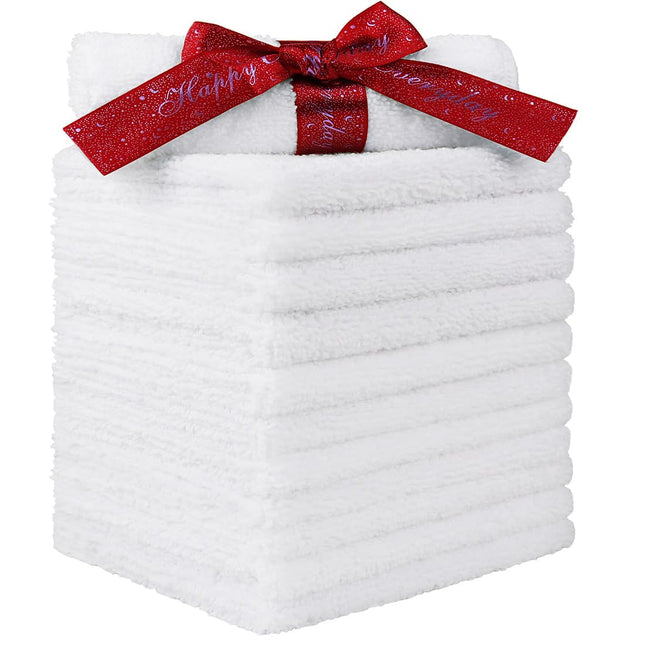 HOMEXCEL Microfiber Washcloths 12 Pack, Highly Absorbent and Soft Face Towel, Multi-Purpose White Wash Cloths for Bathro