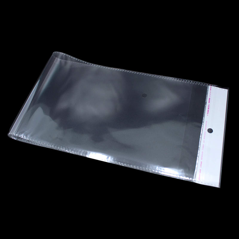 PABCK 100 Pack (Available Size 4.13X21.6 Inch) Clear Self Adhesive Straight Hair Packaging Bags with Hang Hole Wigs Hair Storage Beauty Personal