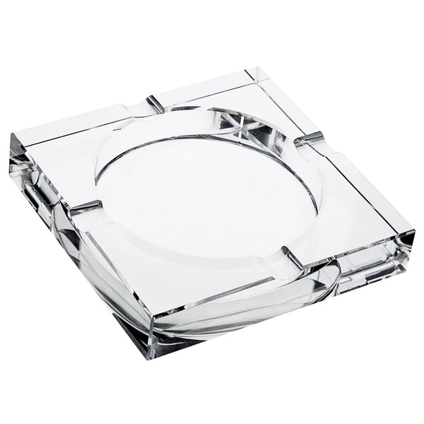 Juvale Glass Crystal Ashtray with Cut and 4 Slots for Cigars, Luxury Square Cigarette Holder for Men, Home, Office, Desk, Tabletop Decoration,