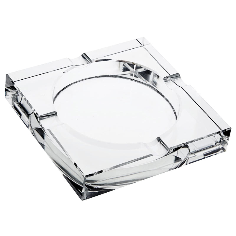 Juvale Glass Crystal Ashtray with Cut and 4 Slots for Cigars, Luxury Square Cigarette Holder for Men, Home, Office, Desk, Tabletop Decoration,