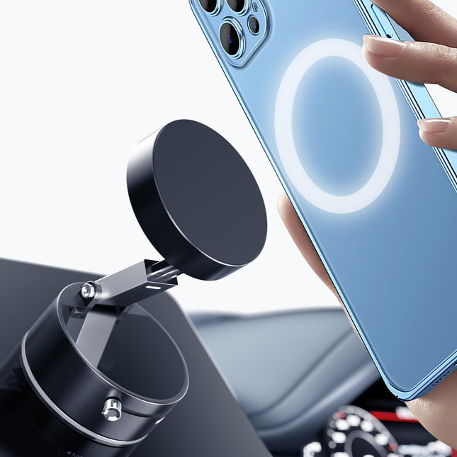Vacuum Magnetic Phone Holder, Foldable & Retractable Magnetic Suction Cup Phone Mount, Double-Sided Magnetic Phone Stand