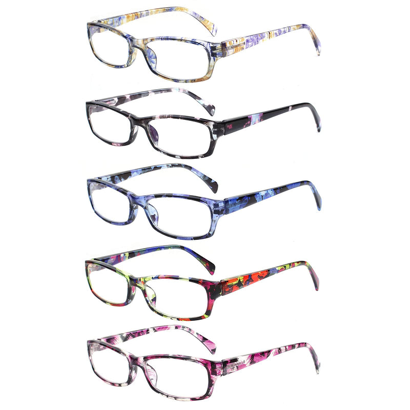 VIDEBLA 5 Pack Computer Reading Glasses Men and Women anti Eyestrain Blue Light Blocking Glasses for Reading (5 Mix-2, 1.75)