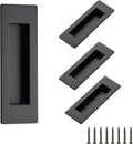 Ravinte 4 Pack Black Sliding Closet Door Handles Black Flush Pulls 4.72In Length Recessed Finger Pulls for Sliding Barn Door Sqaure Cabinet Pulls