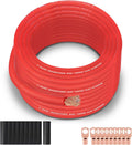 8 Gauge Wire (50FT Black) SGANGCAR True Spec Power Ground Wire Cable with 10 Lugs, 10 Heat Shrink Wrap,Copper Clad Aluminum Cca,For