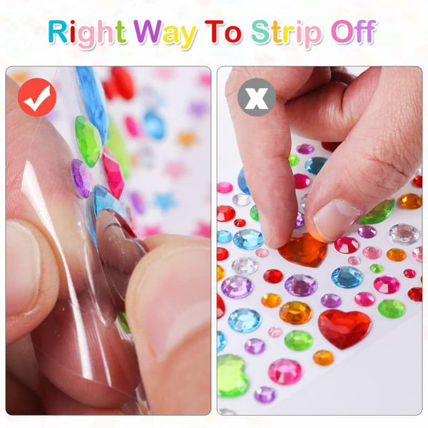 2774Pcs Gem Stickers Jewels for Crafts - Self Adhesive Rhinestone Jewel Stickers, Stick on Gems Rhinestones for Crafts, Acrylic Bling Heart