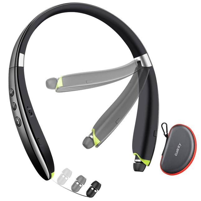 Bluetooth Headset, 2025 Upgraded Neckband Bluetooth Headphones with Retractable Earbuds, Noise Cancelling Stereo Earphon