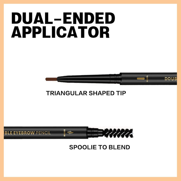 3 Pcs Waterproof Eyebrow Pencil Dark Brown, Premium Eye Brow Pencil Brn with Spoolie Brush, Longwearing for Perfect Brows, Professional,