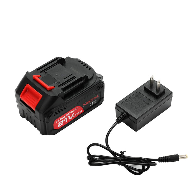 21V Lithium Battery - 4.0 Ah Battery with Charger Adapter Led Indicator Compatible with Leaf Blower