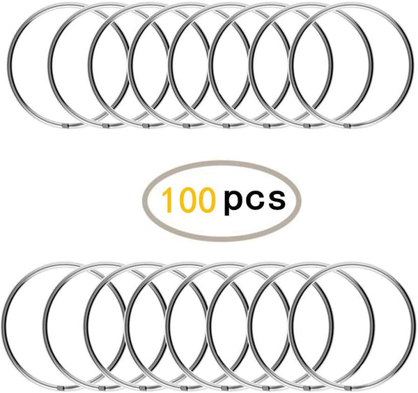 KINGFOREST 100-Pack Split Key Rings (1 Inch/25Mm) - Silver Nickel Metal Keychain Rings for Keys, DIY Crafts, Bags & Accessories - Durable Bulk