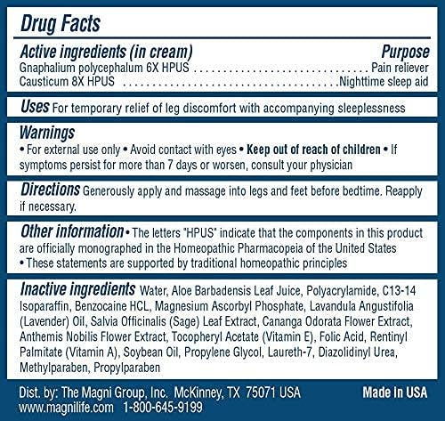 Magnilife Relaxing Leg Cream, Deep Penetrating Topical for Pain and Restless Leg Syndrome Relief, Naturally Soothe Cramping, Discomfort, and