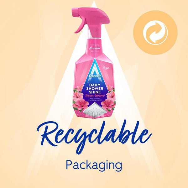 Astonish Daily Bathroom Shower Shine Cleaning Spray - Hibiscus Blossom Limescale Remover Shower Spray Prevents Watermarks from Hard Water - Health
