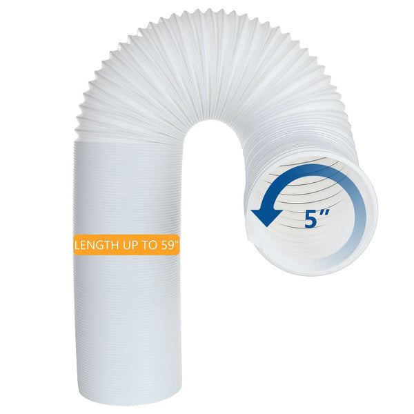 Portable Air Conditioner Hose 5 Inch Diameter 59" Length, AC Exhaust Vent Hose Extension, Clockwise Thread Protable Air Conditioner Parts