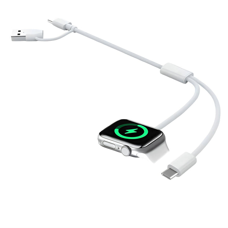 3 in 1 Short Charger for Apple Watch - Portable Charging Cable USB C & USB a Compatible with Iwatch Series Ultra 2/SE 2/10/9/8/7/6-1, Iphone 16/15