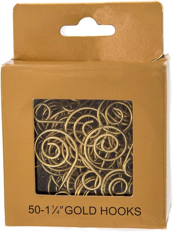 Kurt Adler Ornament Hook, 1.25-Inch, Gold, Set of 50 for Christmas