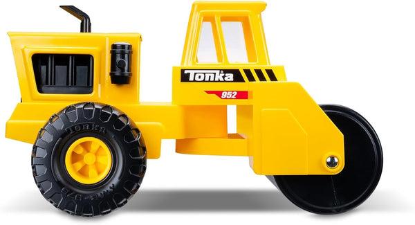 Tonka Steel Classics - Steam Roller - Made with Steel, Yellow Toy Truck, Boys and Girls, Toddlers Ages 3+, Big Construction Truck, Birthday Gift,