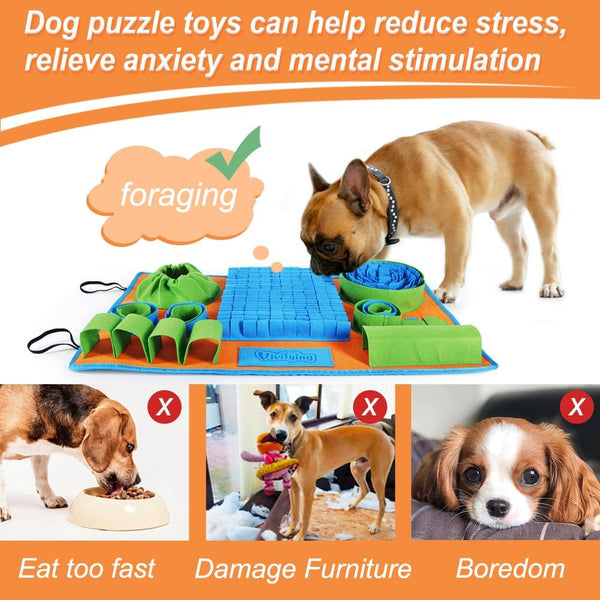 Vivifying Snuffle Mat for Dogs, Interactive Dog Puzzle Toy for Boredom and Mental Stimulation, Enrichment Feeding Game Sniff Mat Helps Slow Eating