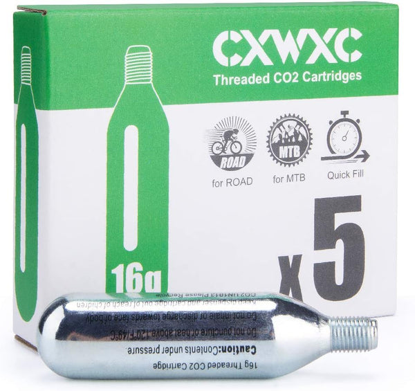 CXWXC 16G / 25G Threaded CO2 Cartridges or CO2 Inflator for Bike Tires - Cartridge for CO2 Inflator with Threaded Connection, CO2 Pump for Road