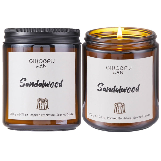Chloefu Lan Sandalwood Candles, Luxury Candles for Home Scented, Highly Scented, Long Lasting & Non Toxic Candles, Natur