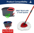 Mop Replace Heads Mop Handle and Mop Base Replacement for O Cedar EasyWring 1-Tank Spin Mop System, 2 Microfiber Mop Head Refills, 4-Section Iron