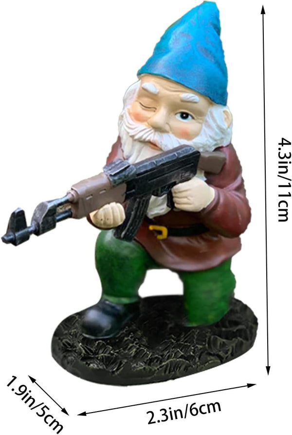 Tirifer Garden Statue Gnome with Gun, Guard Gnome for Garden Military Army Statue Tactical Soldier for Indoor Outdoor, Patio, Yard, Lawn,