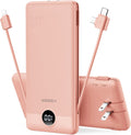 VEGER Portable Charger for Iphone Built in Cables and Wall Plug, 10000Mah Slim Fast Charging USB C Power Bank, Travel Essential Battery Pack