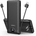 VEGER Portable Charger for Iphone Built in Cables and Wall Plug, 10000Mah Slim Fast Charging USB C Power Bank, Travel Essential Battery Pack