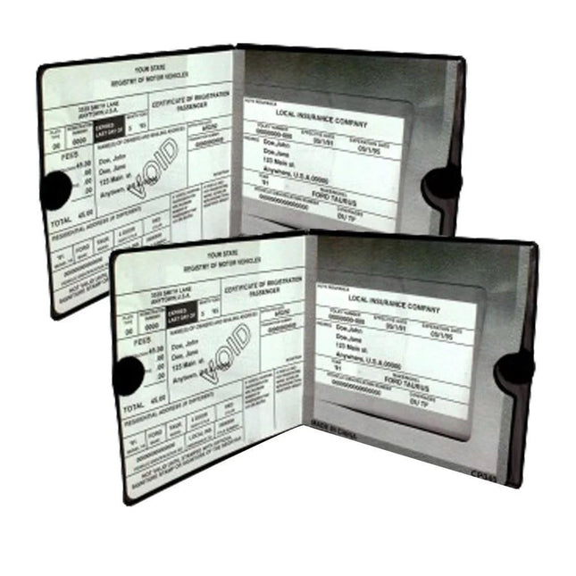 ESSENTIAL Car Auto Insurance Registration BLACK Document Wallet Holders 2 Pack - [BUNDLE, 2Pcs] - Automobile, Motorcycle
