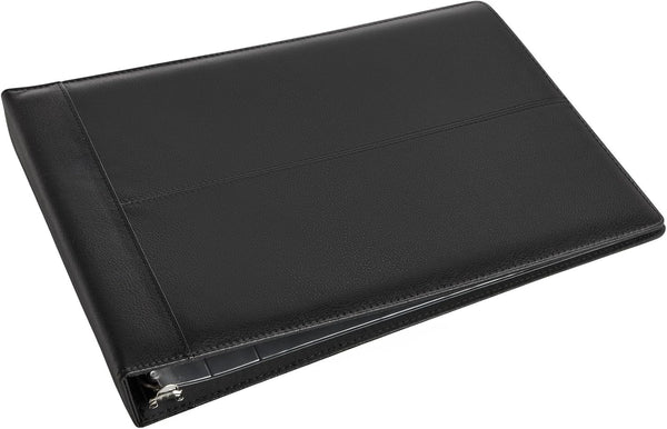 7-Ring Business Check Binder for Checkbooks Organization, Financial Records, Personal and Corporate Use, Black Faux Leather Folder for 600 Checks