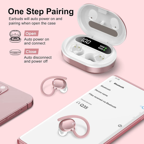 Ear Buds Wireless Earbuds, Hifi Stereo Bluetooth 5.3 Running Headphones with Dual LED Display 30Hrs Playtime, Built-In Mic, Type-C, In-Ear
