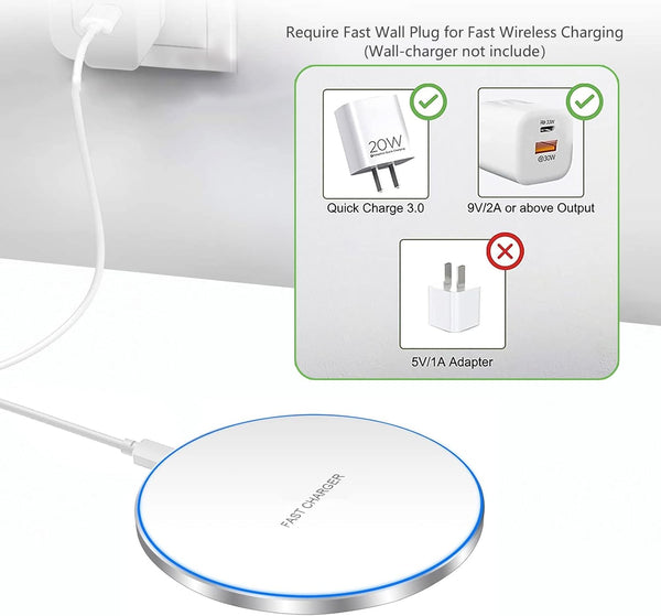 20W Fast Wireless Charger Pad,Wireless Phone Charging Station Compatible with Iphone 16/15/14/13/12/11/Se/X/Airpods,Fast Charge for Samsung Galaxy