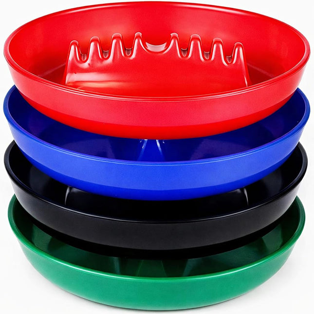 Ash Tray for Cigarettes & Cigar (Pack of 4) round Plastic Melamine Tabletop Ashtrays, Assorted Colors - for Indoor/Outdo