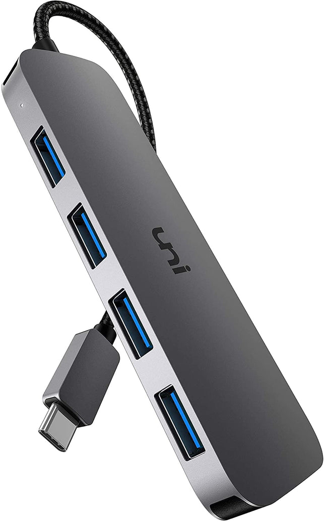 Uni USB C to USB Hub Multiport Adapter, Aluminum 4 Ports USB C Splitter for Laptop, Slim Thunderbolt 3/4 Data USB Hub Co