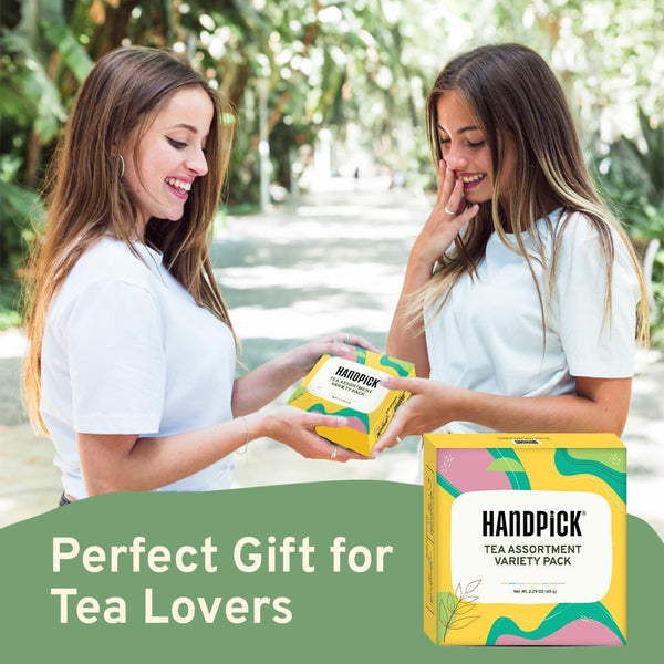 HANDPICK, Tea Bags Sampler Assortment Variety pack Gift Box 8 Flavors, 40 Tea Bags - Perfect Variety | English Breakfast, Green, Black, Herbal &