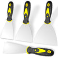 Putty Knife, 4Pcs Spackle Knife Set (2, 3, 4, 5 In), Stainless Steel Paint Scraper, Taping Knife Tool for Repairing Drywall, Removing Wallpaper,