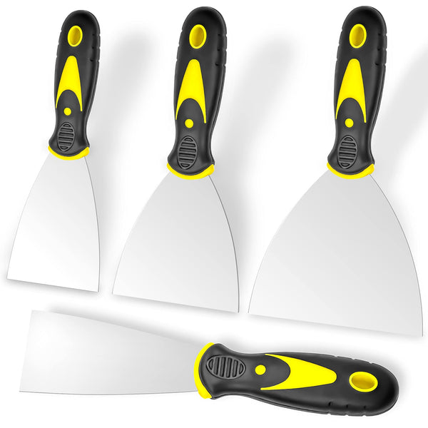 Putty Knife, 4Pcs Spackle Knife Set (2, 3, 4, 5 In), Stainless Steel Paint Scraper, Taping Knife Tool for Repairing Drywall, Removing Wallpaper,