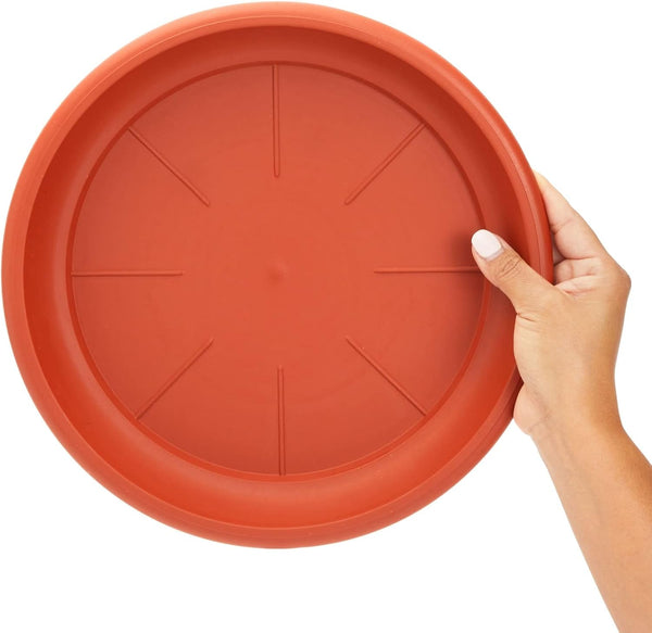 Juvale 8-Pack round Plastic Plant Saucer Drip Trays, Terracotta Flower Pot Saucers, Dish for Indoors, Outdoors, Garden, Potted Plants, Patio,