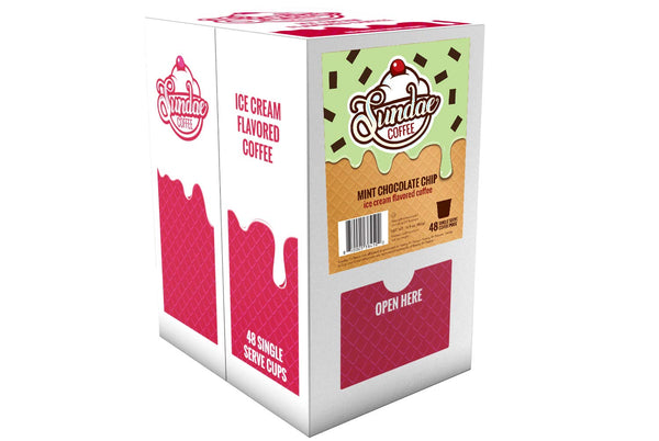 Sundae Ice Cream Flavored Coffee Pods, Compatible with 2.0 Keurig K-Cup Brewer, (Mint Chocolate Chip) 48 Count