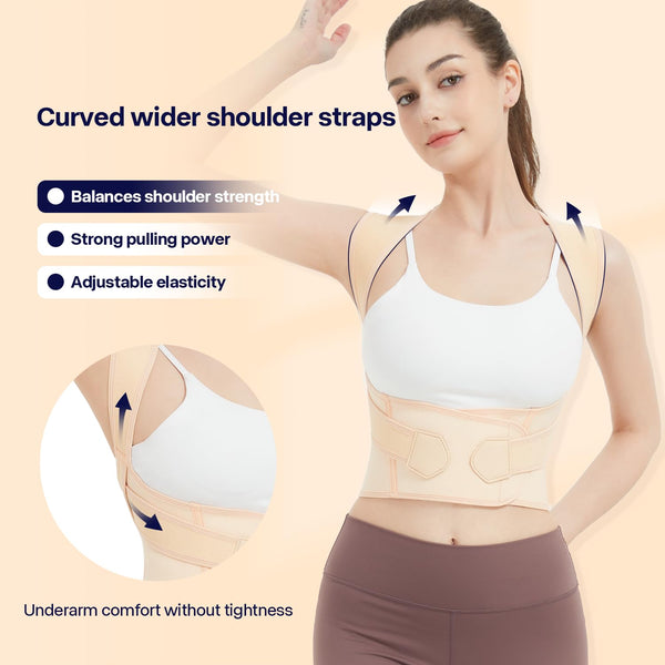 Back Brace Posture Corrector for Women and Men,Instant Posture Corrector Adjustable Back Full Support Straightene Beige